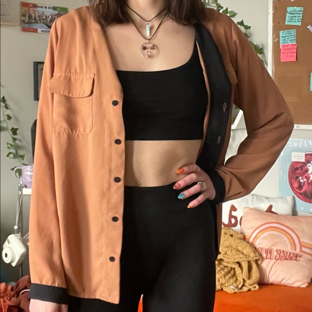 Long Sleeve Brown Blouse